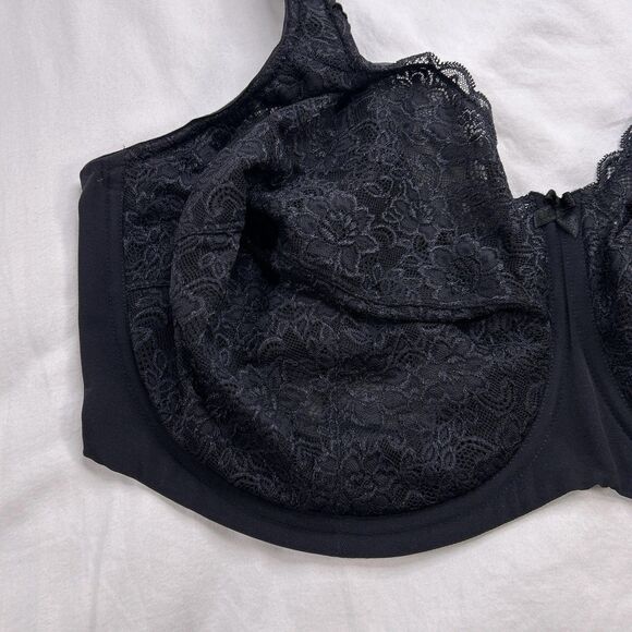 Elila Isabella Stretch Lace Bra Women's Size 46J Black Full Coverage Underwire - Picture 8 of 15